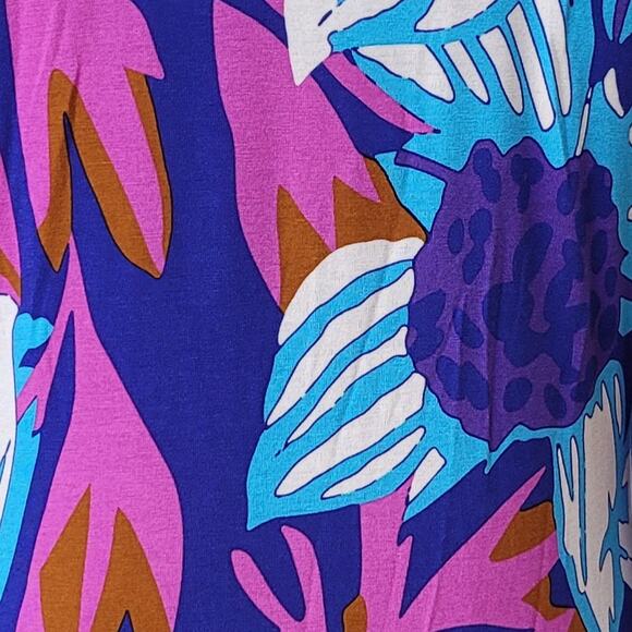 NWT Soft Surroundings Serena Maxi Dress Floral Slits Stretch Size L Blue Multi - Picture 5 of 12